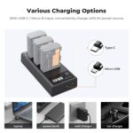 K&F Concept LP-E6NH Triple Slot Battery Charger LCD Canon EOS (KF28.0062) - Image 4