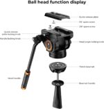 K&F Concept 72" Heavy Duty Video Tripod Fluid Head Aluminum (KF09.121) - Image 4