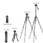 K&F Concept Lightweight Video Tripod O234AO+BV01 Smartphone Clamp (KF09.115V1) - Image 2