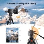 K&F Concept 73" Aluminum Travel Tripod with Fluid Head (KF09.172) - Image 7