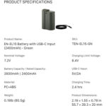 Tilta EN-EL15C USB-C Battery (2400mAh) TEN-EL15C-GN - Image 2