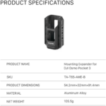 Tilta Accessory Mounting Expander for DJI Osmo Pocket 3 (Black) TA-T65-AME-B - Image 7