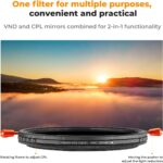 K&F Concept 82mm 2-in-1 CPL + Variable ND2-ND32 Filter 18-Layer Blue Coating (KF01.2603) - Image 7