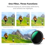 K&F Concept 3-in-1 Hybrid Filter ND2-32 + CPL + Black Diffusion 1/4 62mm (KF01.2066) - Image 6